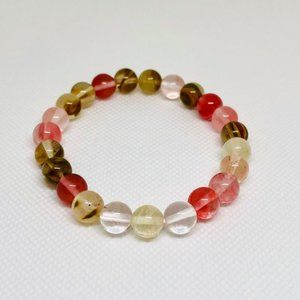 Multicolor Natural Watermelon Skin Quartz Natural Stone Stretch Bracelet Energy